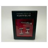 Perry Ellis Portfolio Cufflinks & Tie Clip Set
