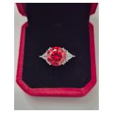 $3,175 App (5.00ct) Red Moissanite Ring Sz8