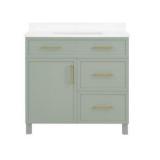 NEW $628 (Sage Green) Stone-Top Bath Vanity