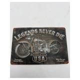 Legends Never Die Motorcycle Metal Wall Sign