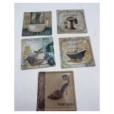 Vintage Metal Wall Signs Set of 5