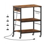 NEW $145 Bakers Rack with Power Microwave Stand
