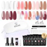 NEW $35 Nail Gel Kit w/UV Lamp & Tools w/8 Colours