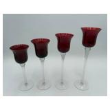 Set of 4 Red Stemmed Glasses