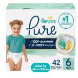 NEW $34 Pampers Pure Baby Diapers, Size 6,