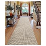 NEW $80 (24'x72', Beige) Non-Slip Runner Rug