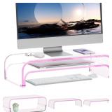 NEW $48 (2-Tier, Pink) Dual Monitor Stand Riser