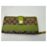 Coach Signature Green Zip Around Wallet