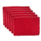 NEW $40 6PK Fringe Double Sided Placemats 13'x18'