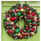 NEW GOVIRAYE 16' Vibrant Christmas Ball Wreath