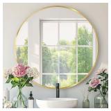 NEW $70 Round Bathroom Mirror, Gold, 20'