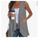 NEW (L) PrinStory Womens Sleeveless Cardigan Vest