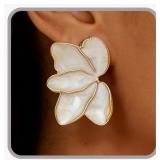 NEW White Flower Earrings for Women Large