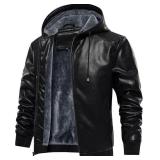NEW (XL) $100 Men's Leather Jacket w/ Hood black