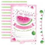 NEW 20PK Watermelon 1st B-Day Party Invitations