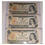 3PK 'Replacement Star Notes' Canada $1 Bills