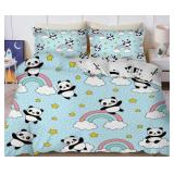 NEW $72 3PC (Q) 3D Panda Duvet Set