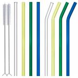 NEW 8PK Reusable Glass Straws w/Brushes