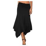 (M) Women's Stretchy Handkerchief Midi Skirt