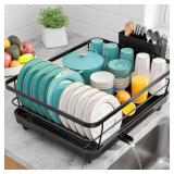 NEW $30 Compact Dish Drying Rack w/Drain Board