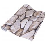 NEW $38 3D Stone Peel N Stick Wallpaper Roll-Brown