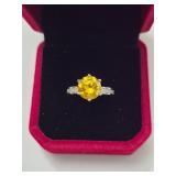 $1,450 App (3.00ct) Yellow Moissanite Ring Sz7