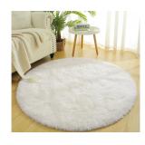 NEW $49 Chicrug Fluffy Cute White Round Area Rugs