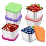 NEW 6PK 6oz Stainless Steel Snackle Boxes w/Lid
