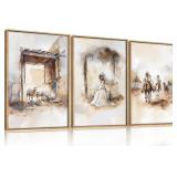 New $79 3 pcs Jesus Easter Framed Canvas Set