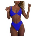 NEW $52 (L) Women's Solid Color Bikini Set