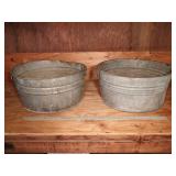 (2) Vintage Galvanized Wash Tubs