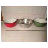 Vintage Large Enamel Bowls & Aluminum Pan