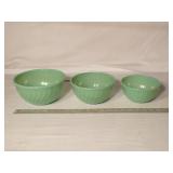 Vintage Fire King Jadeite Swirl Nesting Bowl Set