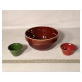 Vintage Crock Mixing Bowl & Vintage Pinch Bowls