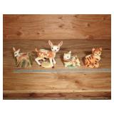 (4) Vintage Porcelain Deer & Cat Planters