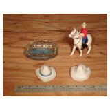 Vintage Salt & Pepper, Ashtray & Cowboy on Horse