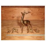 Vintage Large Brass Deer Figure & Deer Ornaments