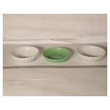 Vintage Jadeite Bubble Bowl & (2) Milk Glass Bowls