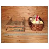 Vintage Ceramic Hen & Chicks in Basket & Fruit Box