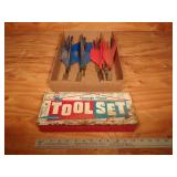 Vintage Handy Andy Tool Set Box &  Lawn Darts