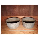 (2) Vintage Galvanized Wash Tubs