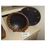 Donna White wooden plate and Americana wooden bowl