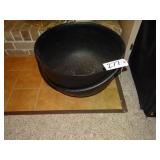 Cast iron butcher kettle 22' diameter, bottom is c