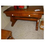 Heavy Pine wall table w/ 2 drawers 48w x 28tall x