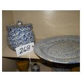 Spongeware covered jar (Casey Pottery) and spongew