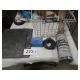 Asst items: Roof slates,hummingbird feeder,wire ba