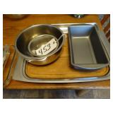 Assorted Aluminum and stainless trays and bowls