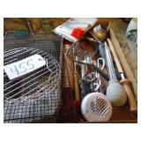 Assorted kitchen utensils and racks