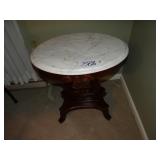 Marble top harp base ornate cherry stand 23'wide x