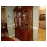 Bassett 2-pc cherry hutch, lighted